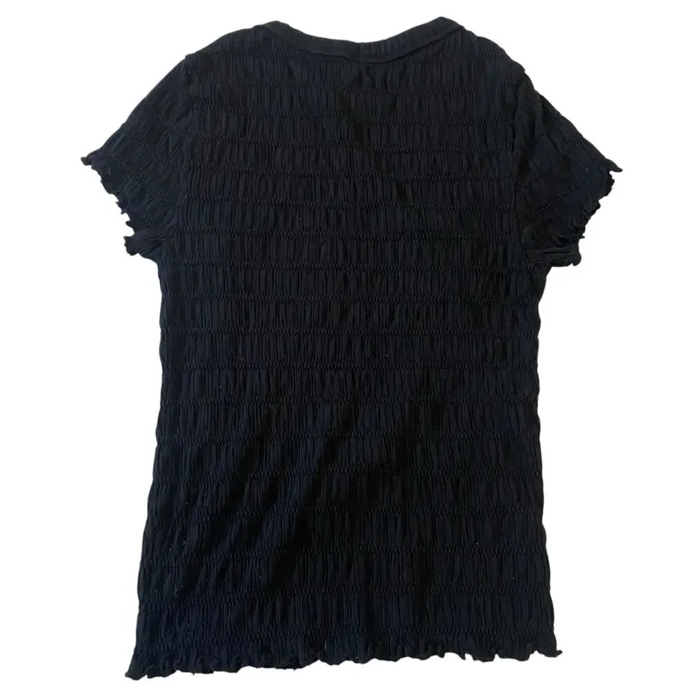 American Eagle Outfitters Size Small Black Smocked Short Sleeve T-Shirt